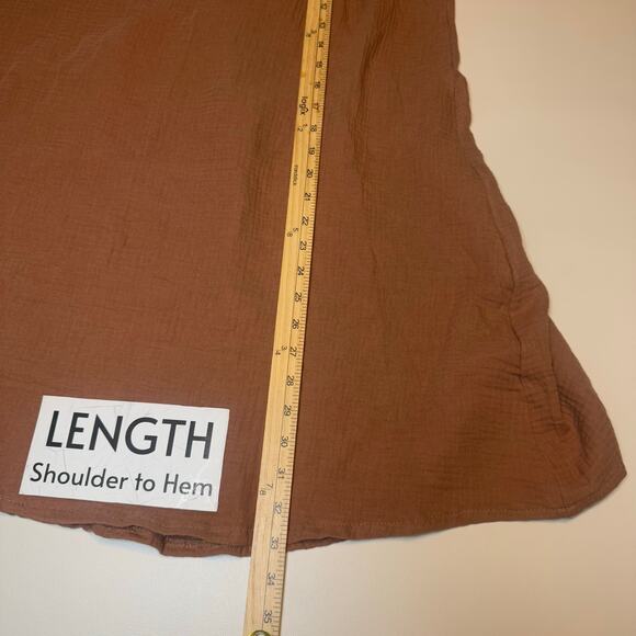 SHEIN Vacay Lace Tank Dress Sleeveless Cotton Boho Minimalist Beach sz L Brown - Picture 4 of 9